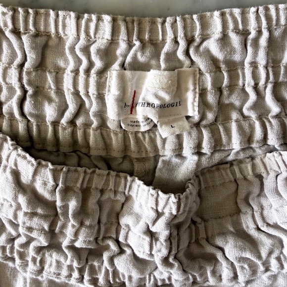 Anthropologie Somerset Linen Pull-On Pants Wide Leg Pants Women’s Large Neutral - Picture 4 of 8